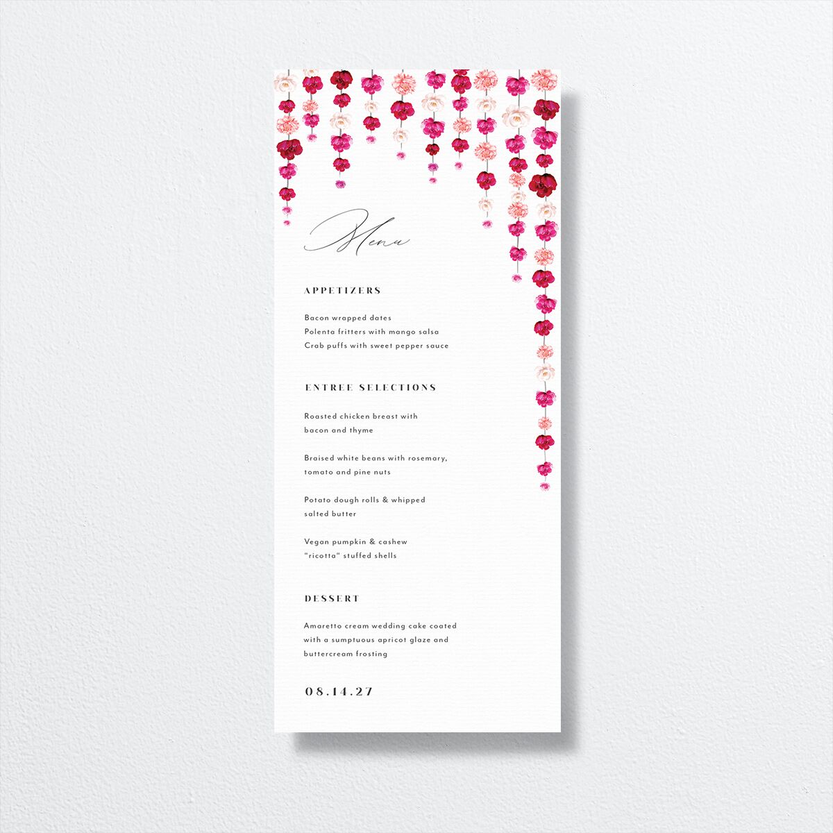Floral Canopy Menus front in red