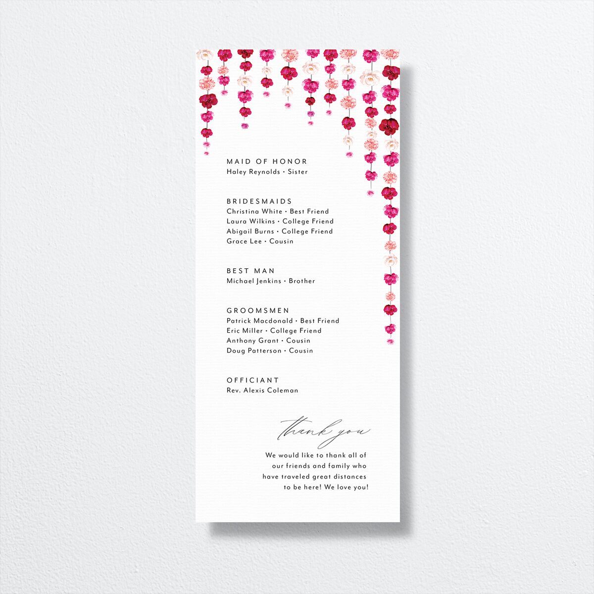 Floral Canopy Wedding Program back in red