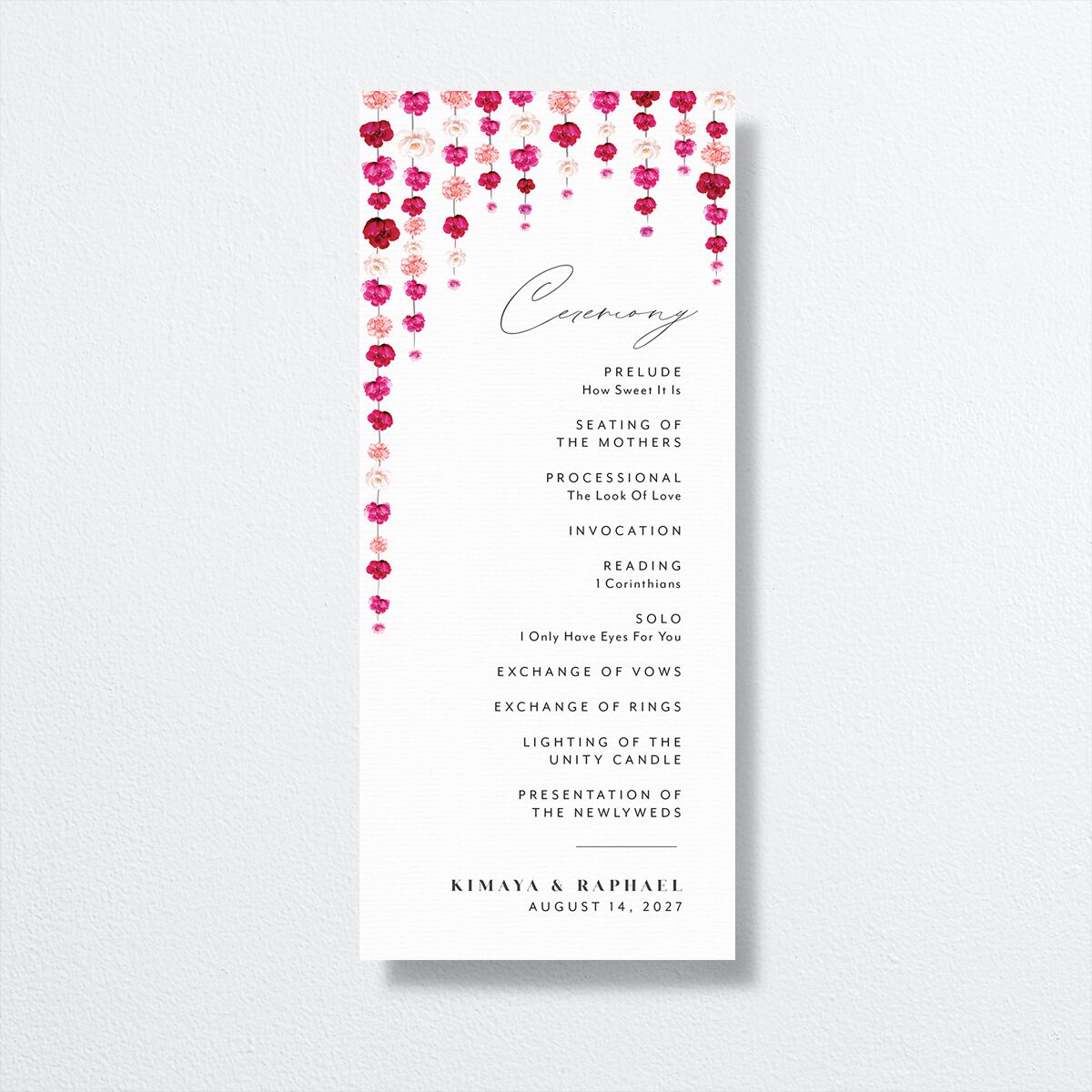 Floral Canopy Wedding Program front in red