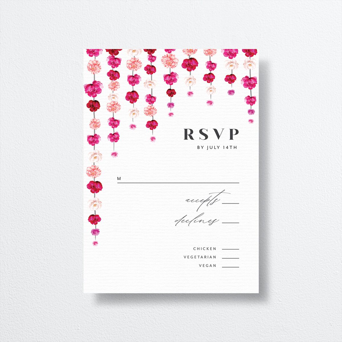 Floral Canopy Wedding Response Card front in red