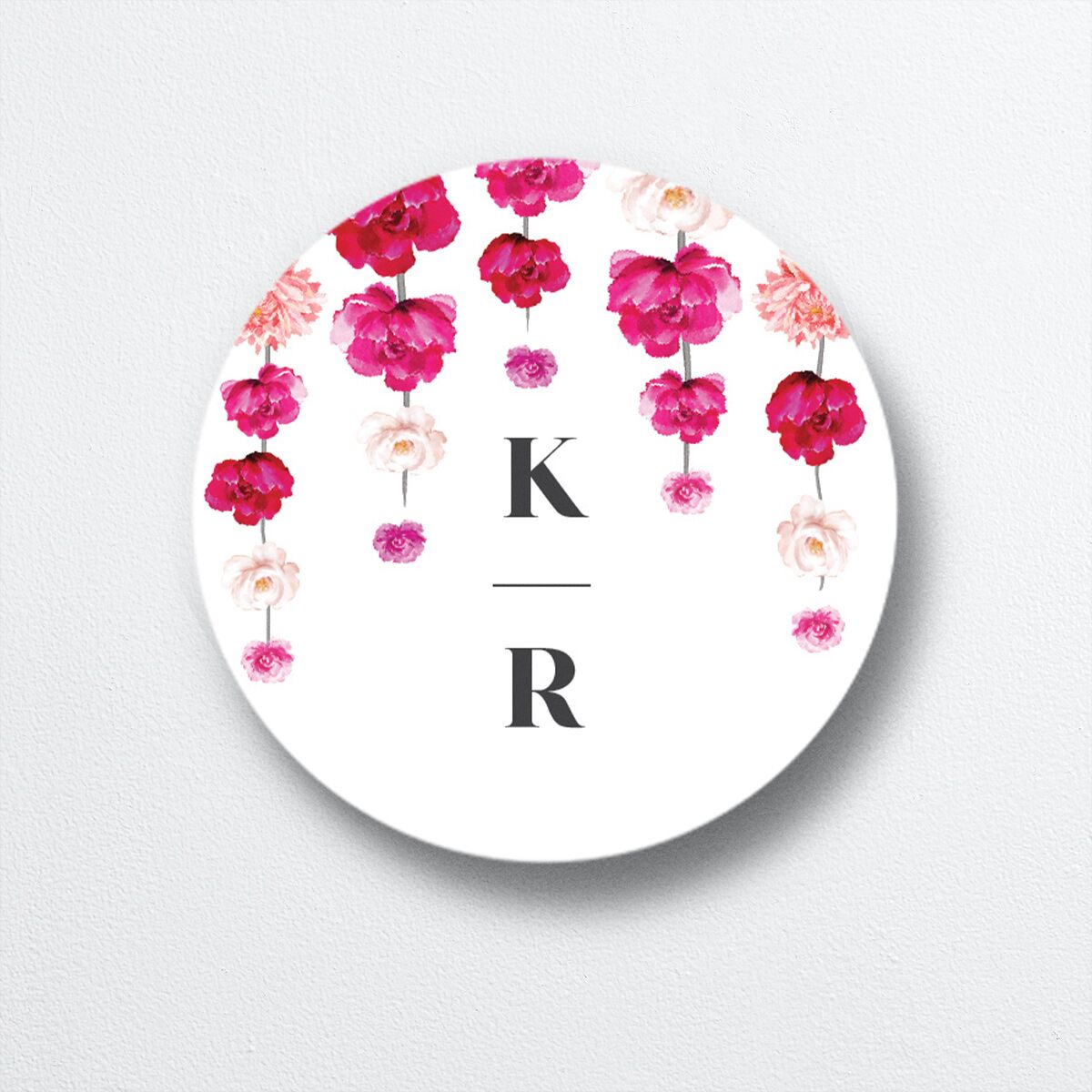 Floral Canopy Wedding Stickers front in red