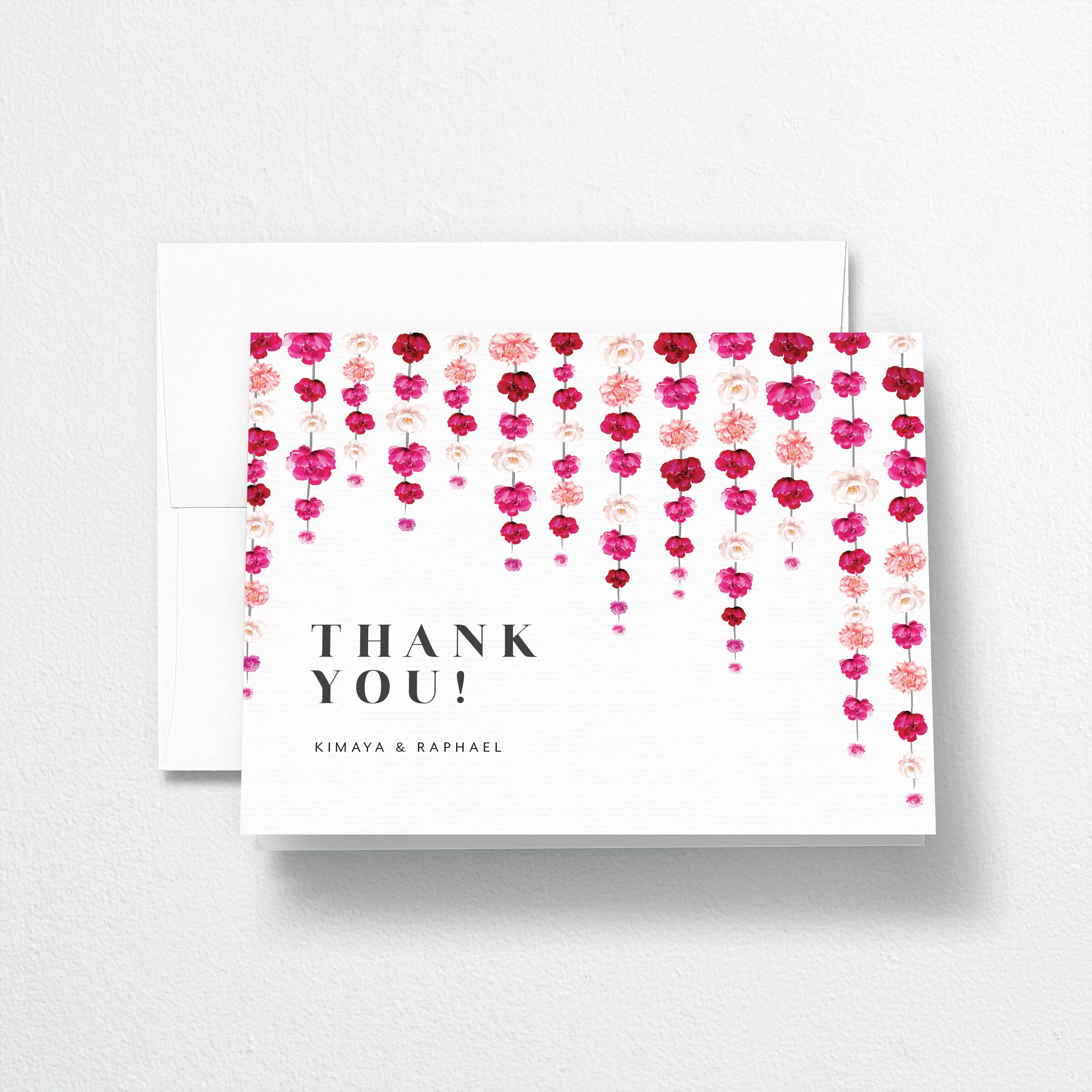 Floral Canopy Thank You Cards front in red