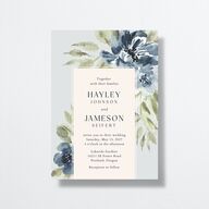 Floral Cascade Wedding Invitations Ice Blue Signature Blank No