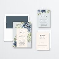 Floral Cascade Wedding Invitations Ice Blue Signature Blank No