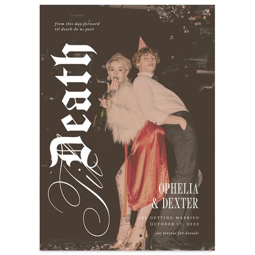 Til Death Gothic Photo Wedding Invitations Sand Signature Blank No Standard