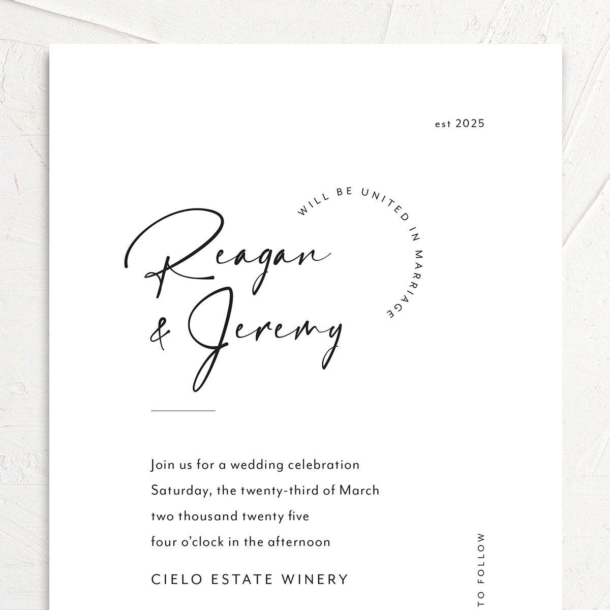 Modern Arc Wedding Invitations Pure White Signature No