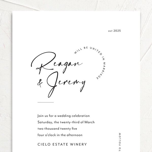 Modern Arc Wedding Invitations Pure White Signature No