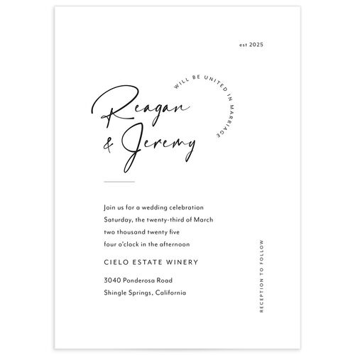 Modern Arc Wedding Invitations Pure White Signature No