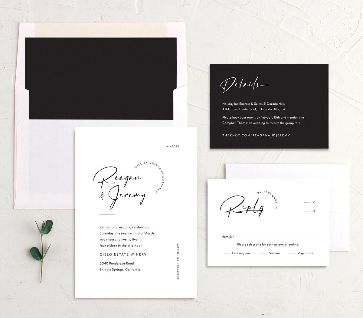 Modern Arc Wedding Invitations Pure White Signature No