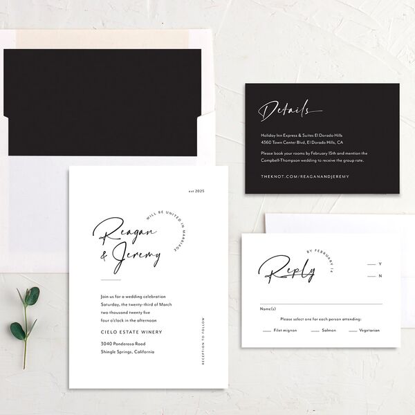 Modern Arc Wedding Invitations Pure White Signature No