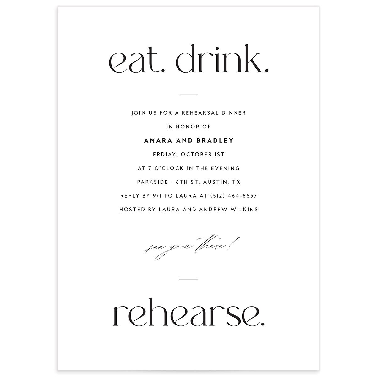 Modern Balance Rehearsal Dinner Invitations