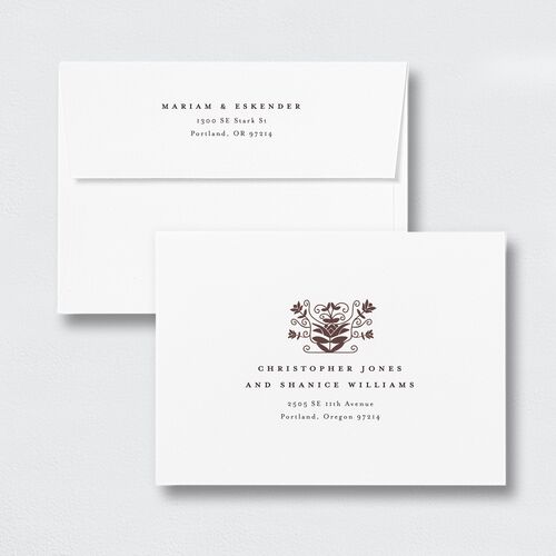 Medieval Elegance Wedding Invitation Envelopes White Standard Regency Both Recipient and Return Addresses