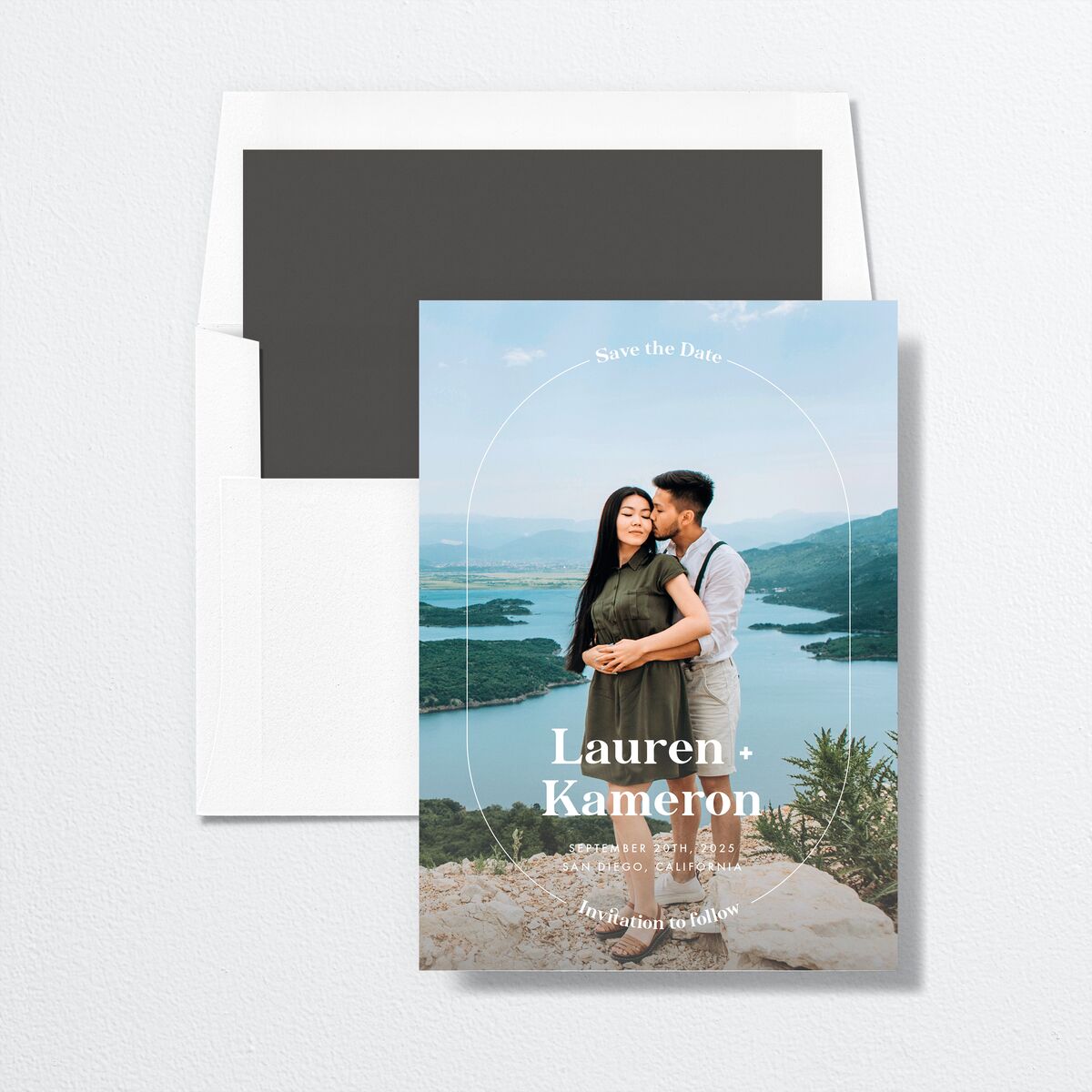 Modern Ellipse Save The Date Cards Midnight Signature smooth No