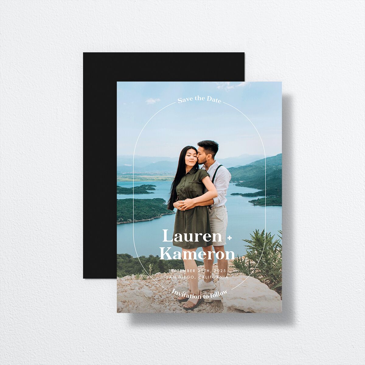 Modern Ellipse Save The Date Cards Midnight Signature smooth No