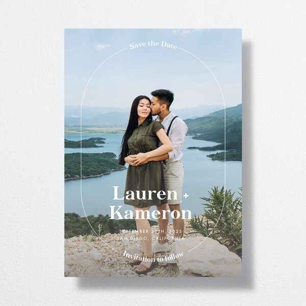 Modern Ellipse Save The Date Cards Midnight Signature smooth No
