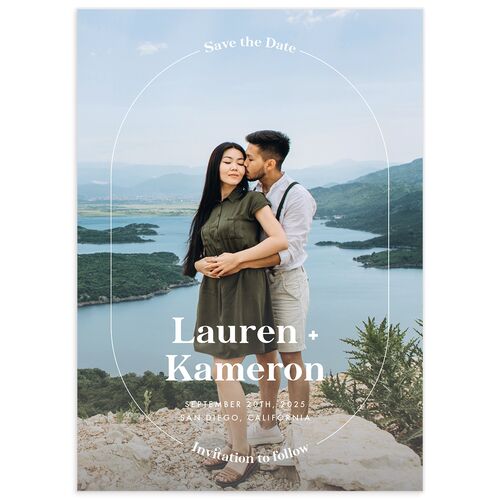 Modern Ellipse Save The Date Cards Midnight Signature smooth No