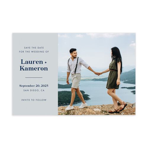 Modern Ellipse Save The Date Postcards Pale Blue