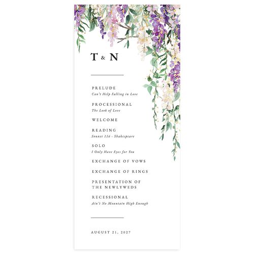 Sparkling Wisteria Wedding Programs Gold Iris Signature
