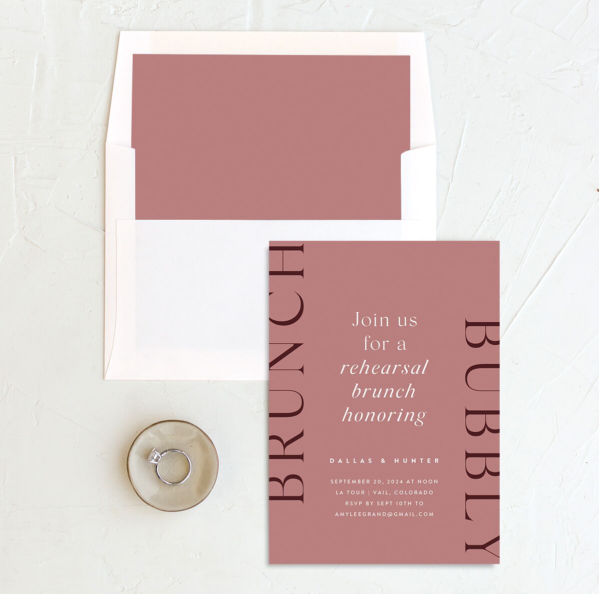 Modern Reflection Rehearsal Dinner Invitations Burgundy Signature