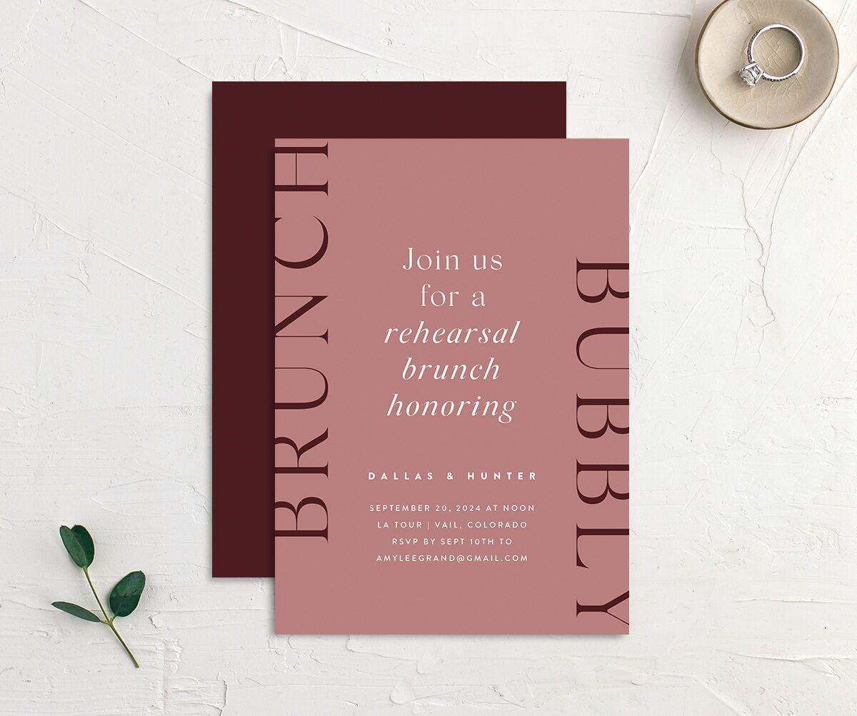 Modern Reflection Rehearsal Dinner Invitations Burgundy Signature