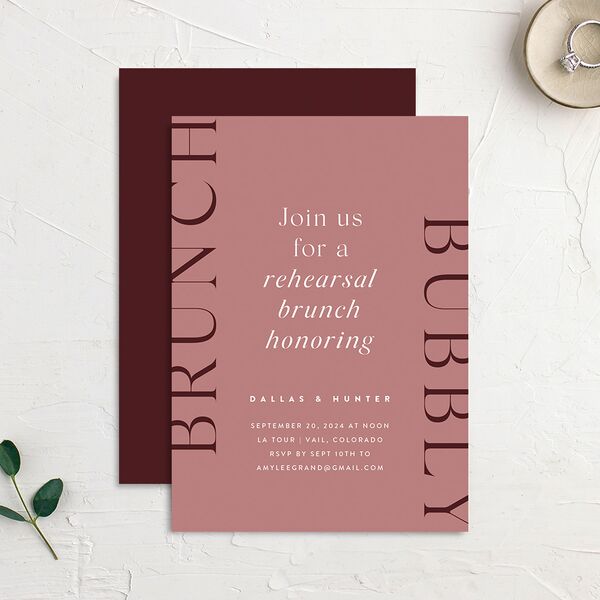 Modern Reflection Rehearsal Dinner Invitations Burgundy Signature