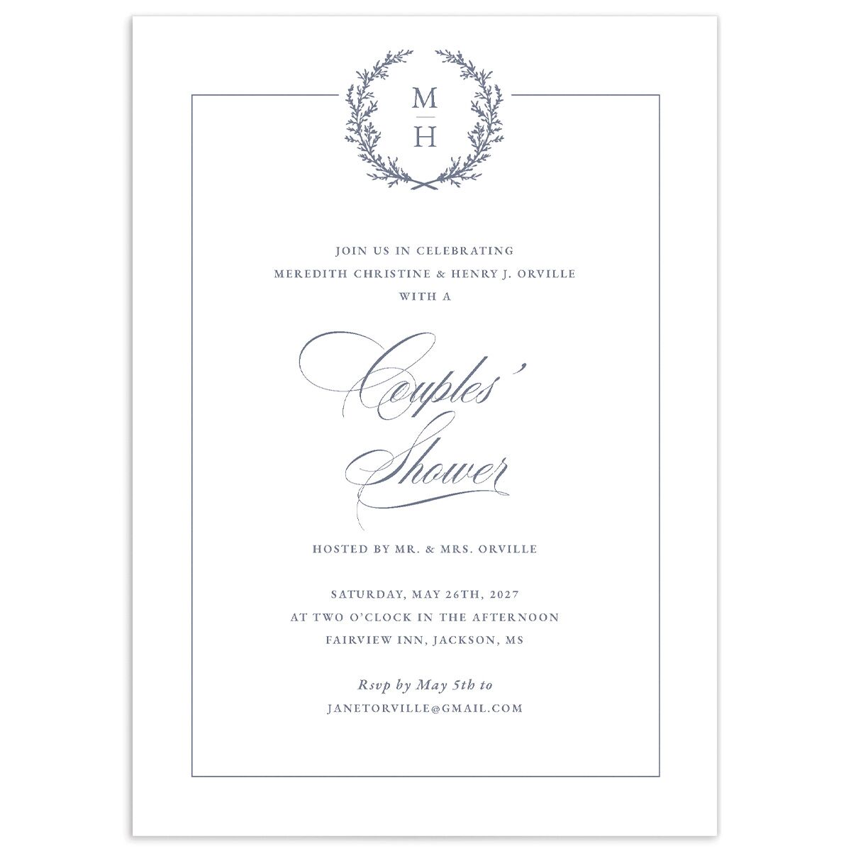 Monogram Branches Bridal Shower Invitations
