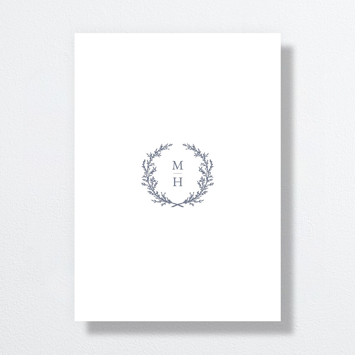 Monogram Branches Wedding Invitations Regency Blue Signature No Standard