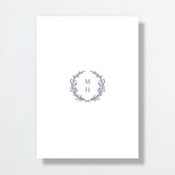 Monogram Branches Wedding Invitations Regency Blue Signature No Standard