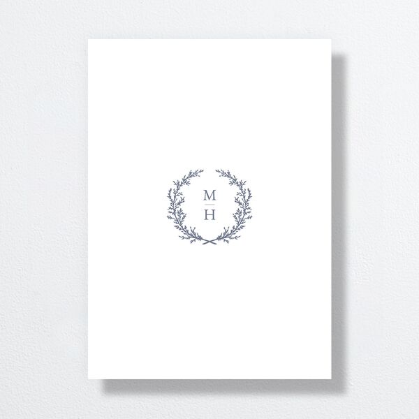 Monogram Branches Wedding Invitations Regency Blue Signature No Standard