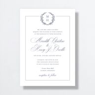 Monogram Branches Wedding Invitations Regency Blue Signature No Standard