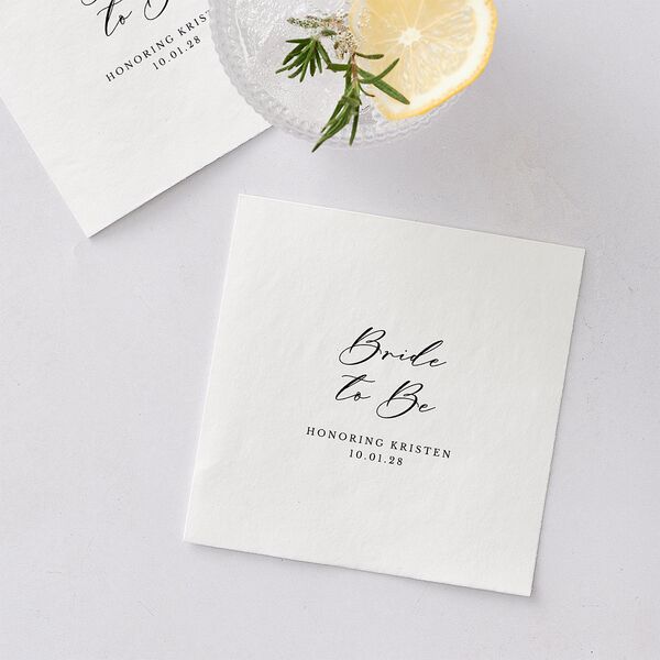 TEST Eucalyptus Frame Bridal Shower Cocktail Napkins Pure White Napkin Uncoined