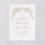 Antique Botanical Garland Wedding Invitations Champagne Signature Blank No Standard