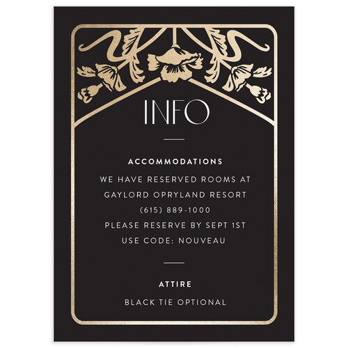 Gilded Nouveau Wedding Enclosure Cards - Black