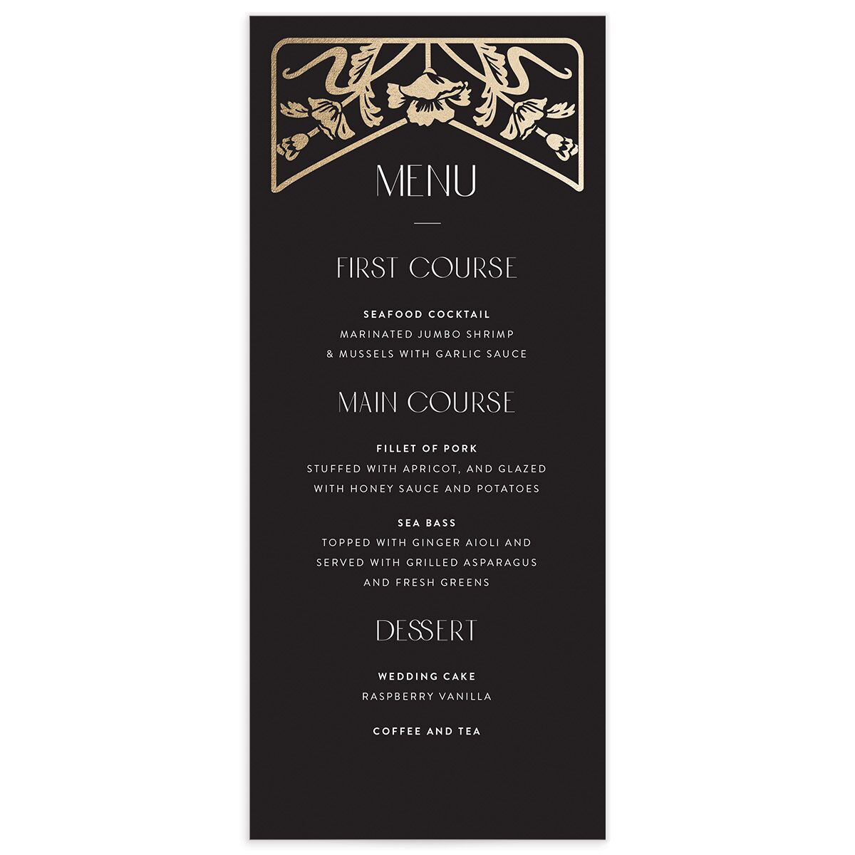 Gilded Nouveau Menus