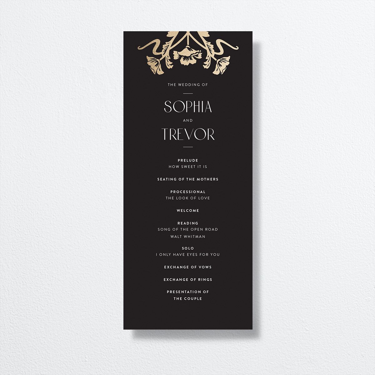 Gilded Nouveau Wedding Programs front in black