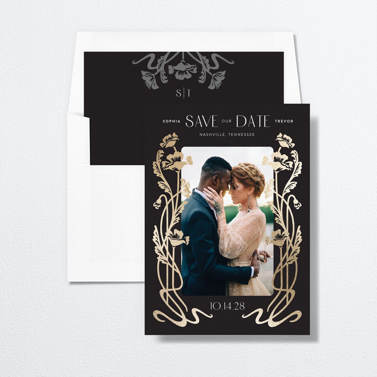 Gilded Nouveau Save the Date Cards Gold Licorice Signature smooth No Standard
