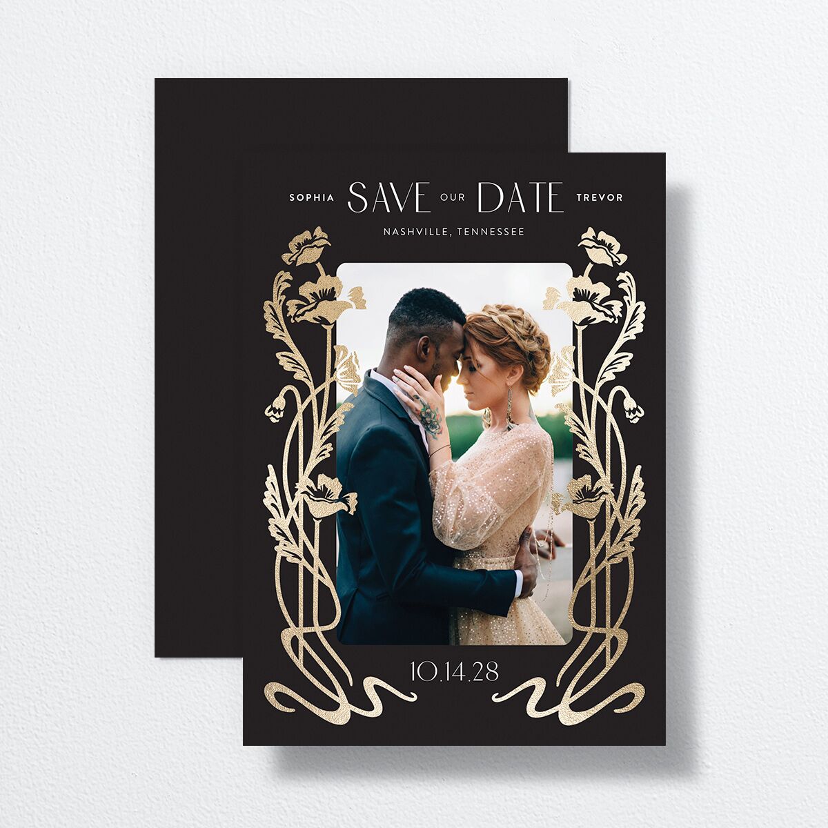 Gilded Nouveau Save the Date Cards Gold Licorice Signature smooth No Standard