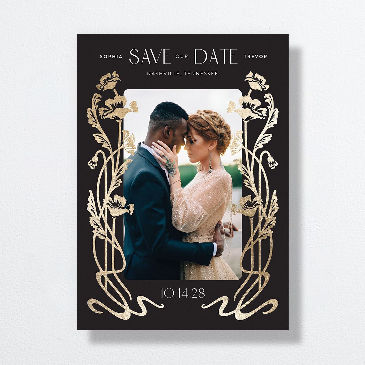 Gilded Nouveau Save the Date Cards Gold Licorice Signature smooth No Standard