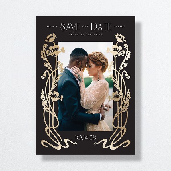 Gilded Nouveau Save the Date Cards Gold Licorice Signature smooth No Standard