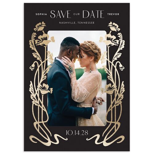 Gilded Nouveau Save the Date Cards Gold Licorice Signature smooth No Standard