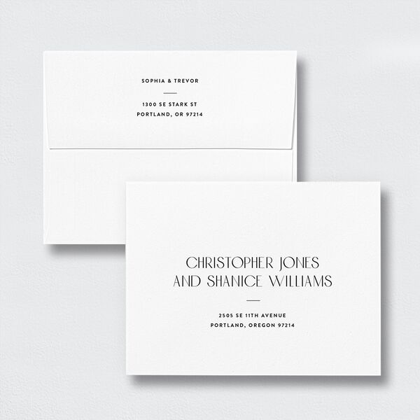 Gilded Nouveau Thank You Card Envelopes White Standard Licorice Both Recipient and Return Addresses Signature