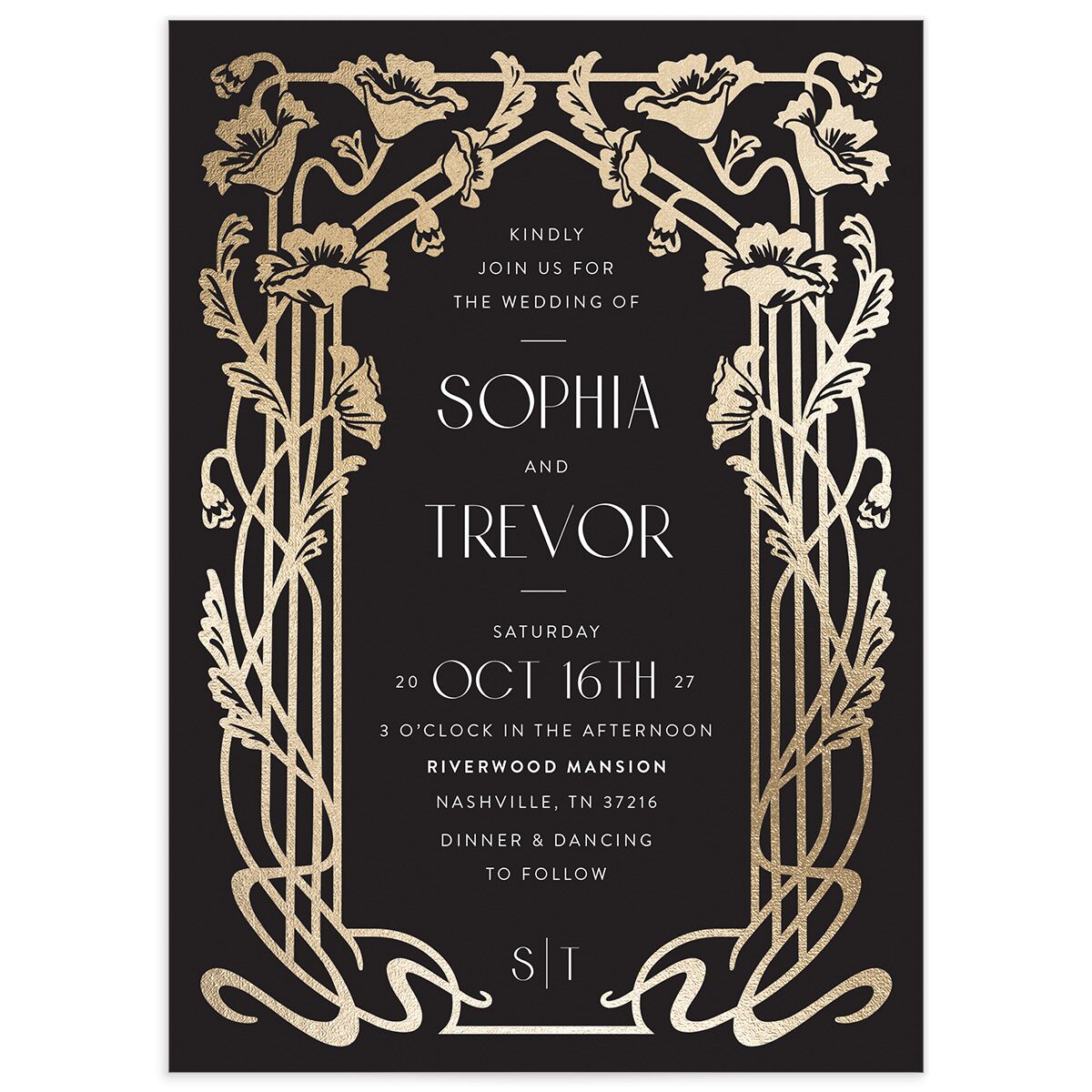 Gilded Nouveau Wedding Invitations