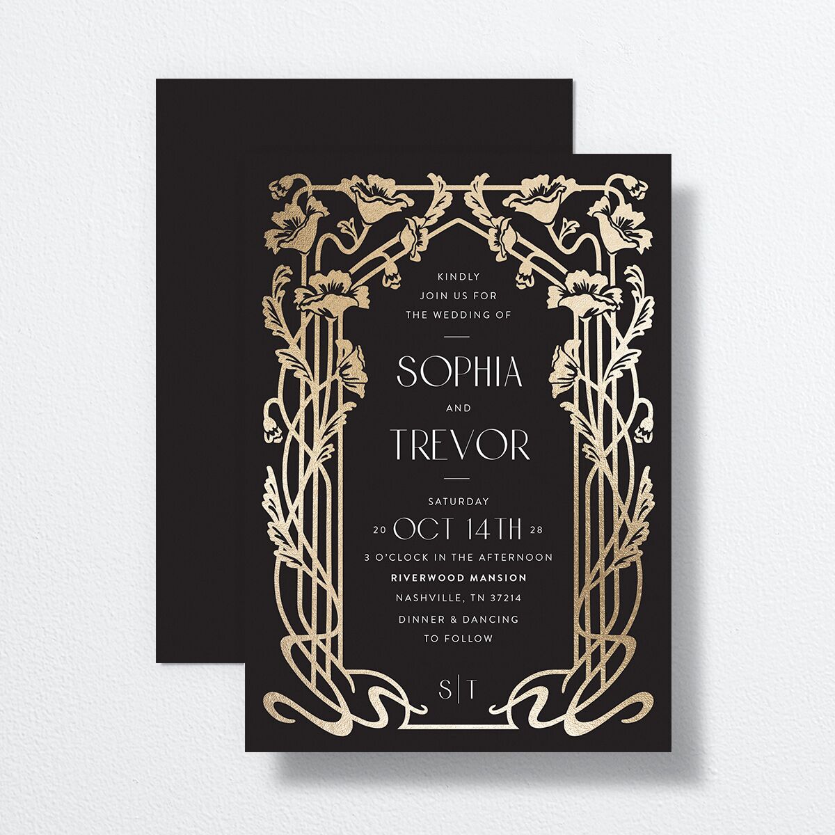 Gilded Nouveau Wedding Invitations Gold Licorice Signature No Standard