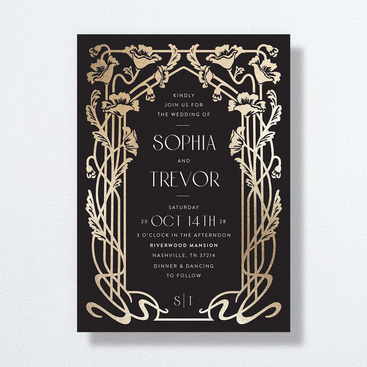 Gilded Nouveau Wedding Invitations Gold Licorice Signature No Standard