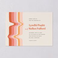Groovy Lines Wedding Invitations Coral Pink Signature Blank No Standard