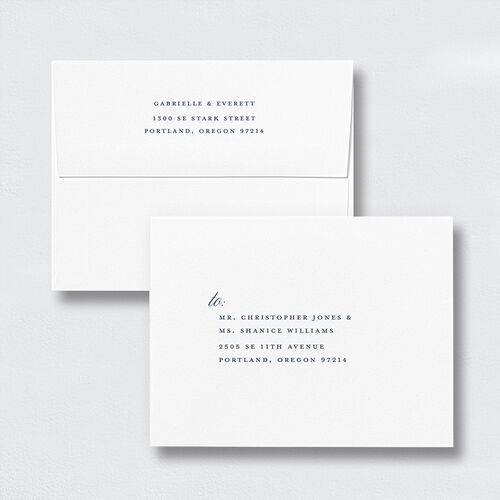 Opposites Attract Thank You Card Envelopes White Standard Moody Blue Both Recipient and Return Addresses Signature
