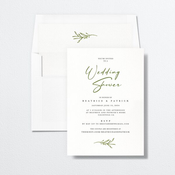 Romantic Setting Bridal Shower Invitations envelope-and-liner in Green