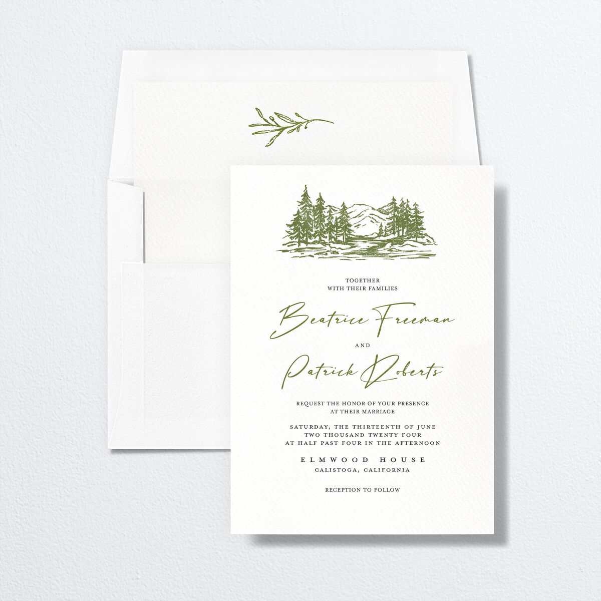 Romantic Setting Standard Envelope Liners envelope-and-liner in Green