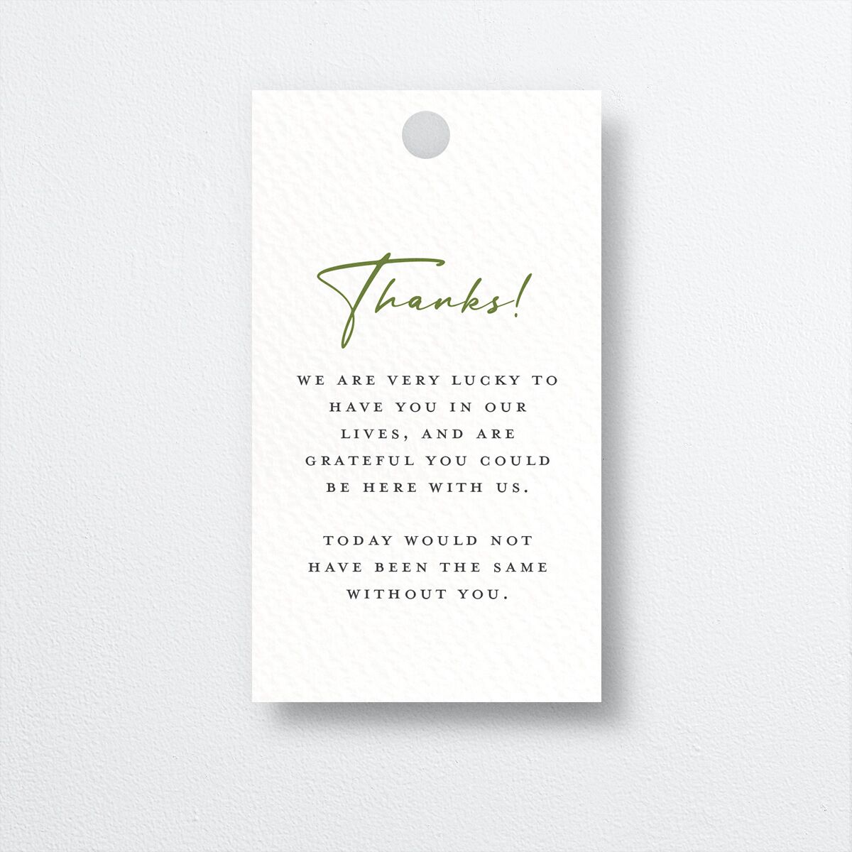Romantic Setting Favor Gift Tags front in Green