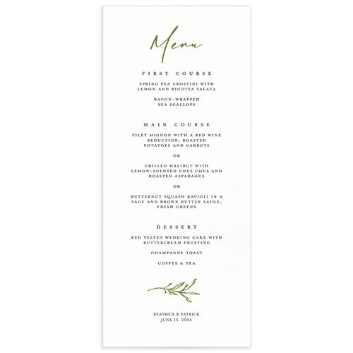 Romantic Setting Menus - 